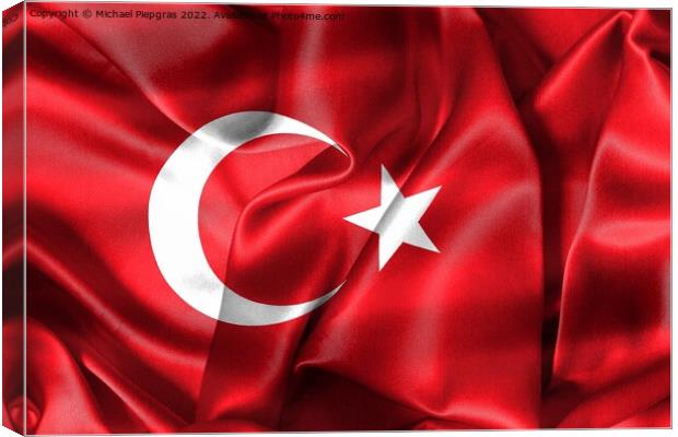 3D-Illustration of a Turkey flag - realistic waving fabric flag Canvas Print by Michael Piepgras