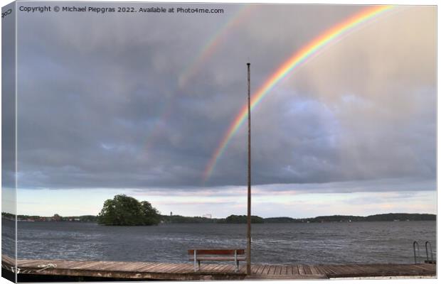 Stunning natural double rainbows plus supernumerary bows seen at Canvas Print by Michael Piepgras