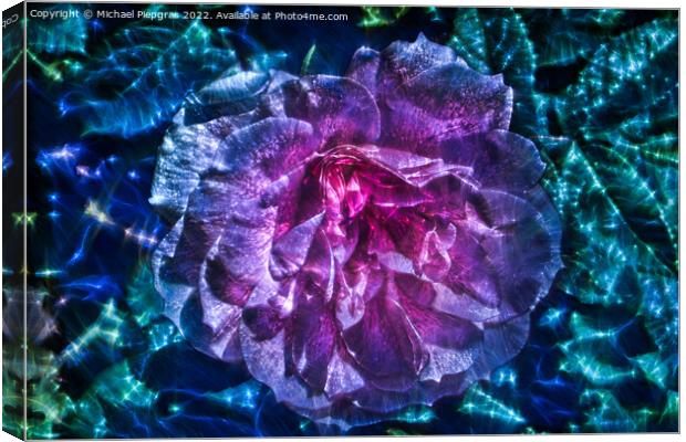 3D-Illustration of spring flowers with a high energy kirlian fie Canvas Print by Michael Piepgras