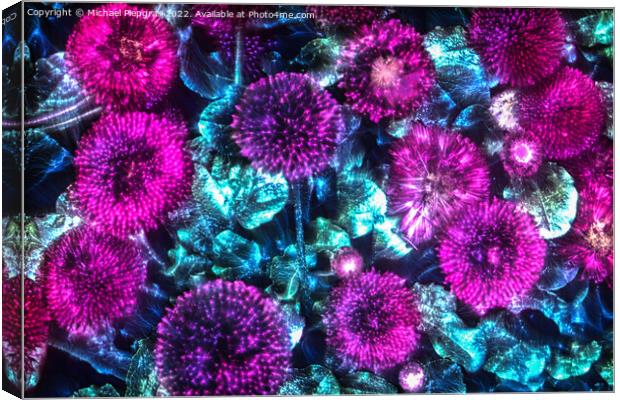 3D-Illustration of spring flowers with a high energy kirlian fie Canvas Print by Michael Piepgras