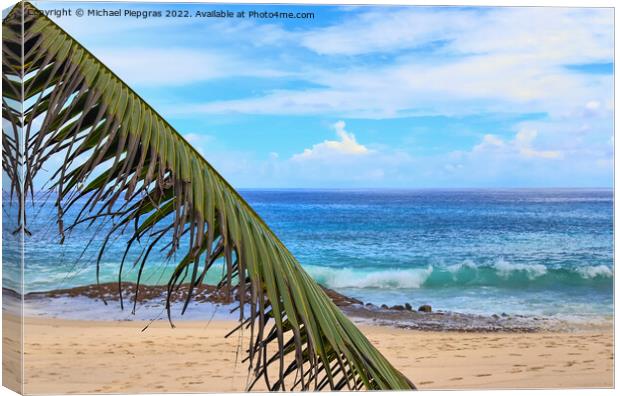 Sunny day beach view on the paradise islands Seychelles Canvas Print by Michael Piepgras