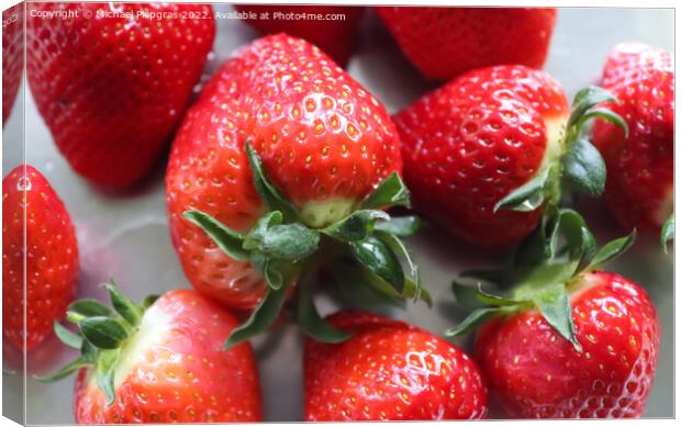 Close up on natural background of red strawberries ready for eat Canvas Print by Michael Piepgras