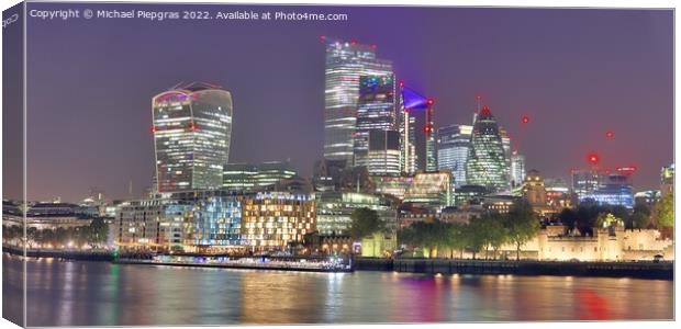 View at the River Thames in the city of London at night Canvas Print by Michael Piepgras