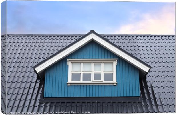 Roof window in velux style with roof tiles - icelandic architect Canvas Print by Michael Piepgras