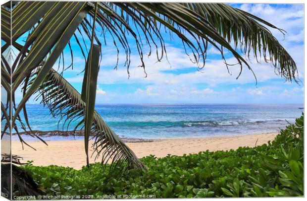 Sunny day beach view on the paradise islands Seychelles Canvas Print by Michael Piepgras