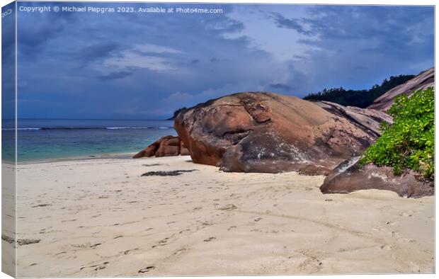 Beautiful rocks at the beaches of the tropical paradise island S Canvas Print by Michael Piepgras