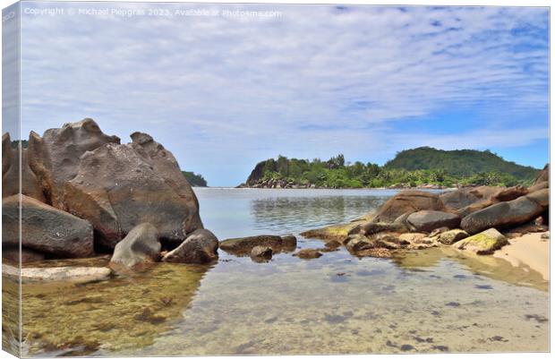 Beautiful rocks at the beaches of the tropical paradise island S Canvas Print by Michael Piepgras