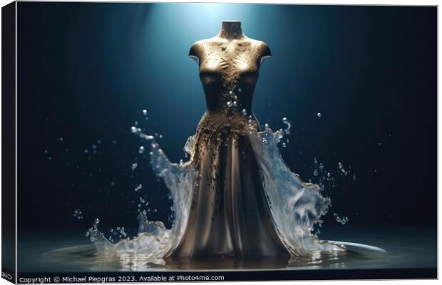 An Elegant Dress Made of wild Water on a Mannequin created with  Canvas Print by Michael Piepgras