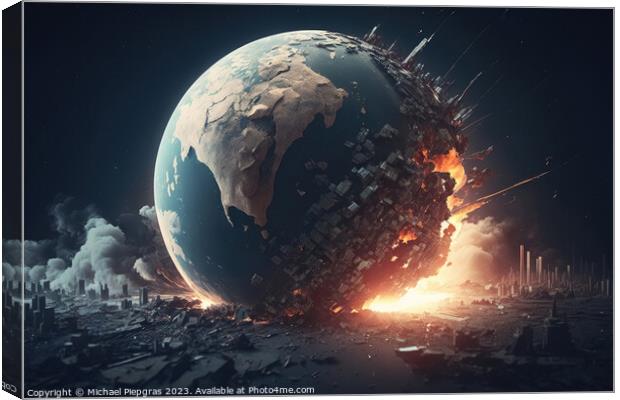 Planet Earth on a collision course with population growth create Canvas Print by Michael Piepgras