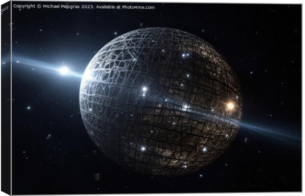 Dyson Sphere in space spans a star created with generative AI te Canvas Print by Michael Piepgras