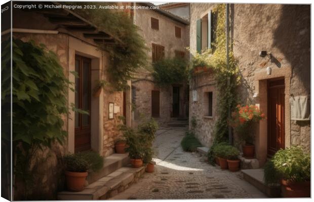 An old street in an idyllic Italian village created with generat Canvas Print by Michael Piepgras