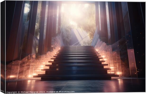 A staircase straight to heaven created with generative AI techno Canvas Print by Michael Piepgras