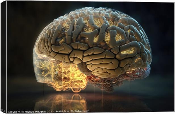 A transparent brain that calculates artificial intelligence crea Canvas Print by Michael Piepgras