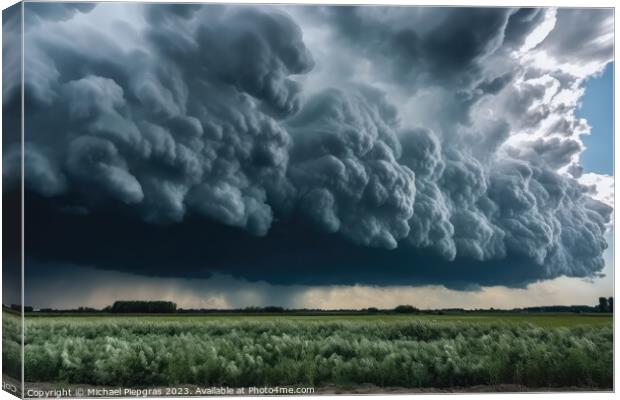 Dramatic asperatus clouds in the sky created with generative AI  Canvas Print by Michael Piepgras