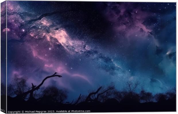 Photo realistic galaxy in the nightsky background created with g Canvas Print by Michael Piepgras
