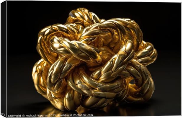 A knot made of gold created with generative AI technology. Canvas Print by Michael Piepgras