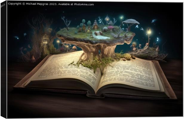 A magical book with fantasy stories coming out of the book creat Canvas Print by Michael Piepgras