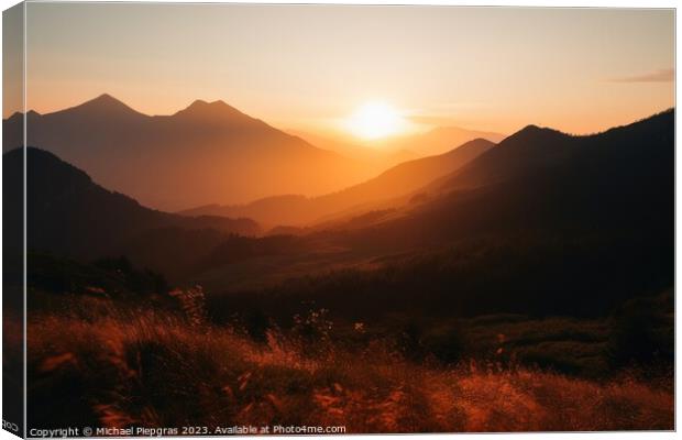 A money shot sunrise in the high mountains created with generati Canvas Print by Michael Piepgras