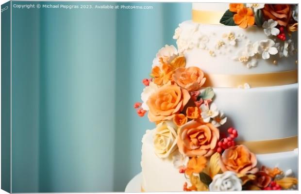 A multi-tiered wedding cake with lots of decoration created with Canvas Print by Michael Piepgras