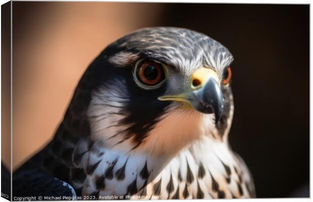 A wild falcon in a close up view created with generative AI tech Canvas Print by Michael Piepgras