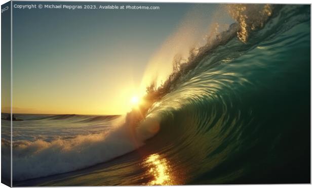 A big wave looking into the wave tunnel during sunset created wi Canvas Print by Michael Piepgras