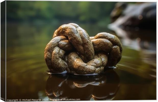 A big rope knot in the water with reflections created with gener Canvas Print by Michael Piepgras