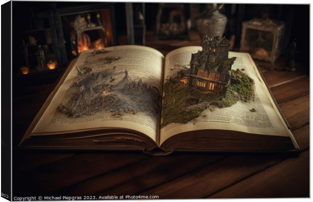 A magical book with fantasy stories coming out of the book creat Canvas Print by Michael Piepgras