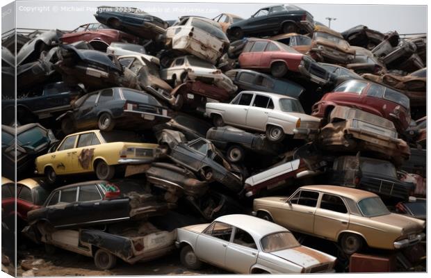 A pile of cars created with generative AI technology. Canvas Print by Michael Piepgras