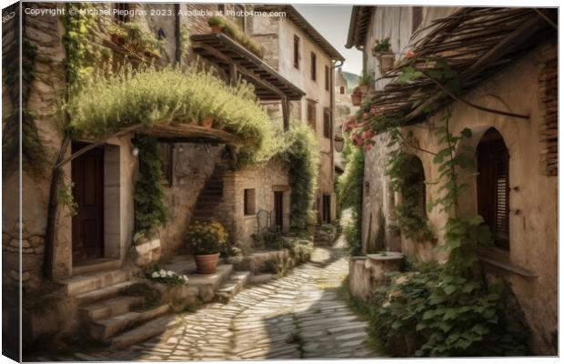 An old street in an idyllic Italian village created with generat Canvas Print by Michael Piepgras