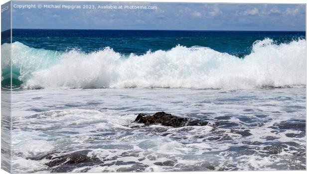 Stunning indian ocean waves at the beaches on the paradise islan Canvas Print by Michael Piepgras