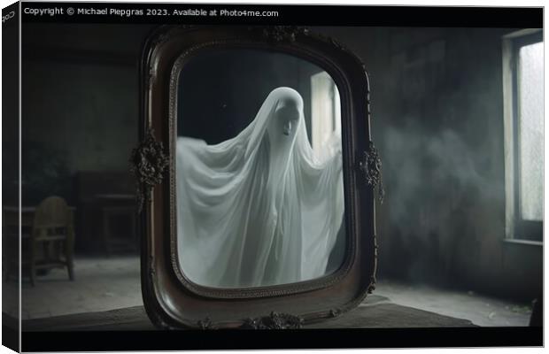 A ghost coming out of an old mirror created with generative AI t Canvas Print by Michael Piepgras