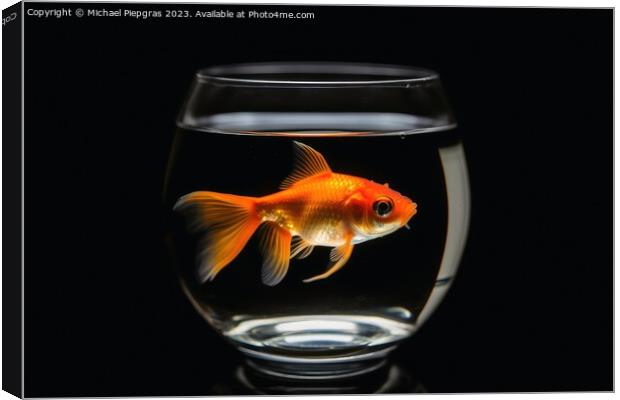 A goldfish swimming in a glass created with generative AI techno Canvas Print by Michael Piepgras