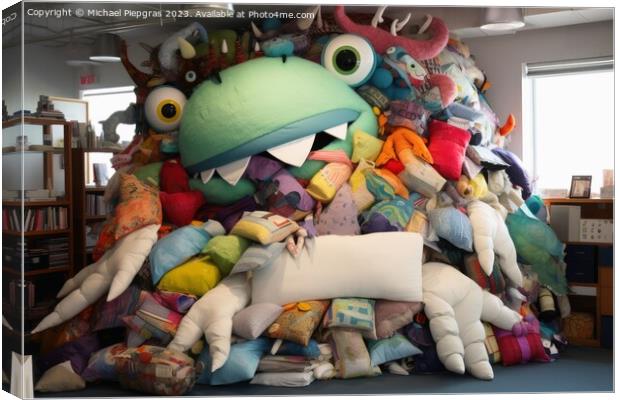 A monster made of pillows created with generative AI technology. Canvas Print by Michael Piepgras
