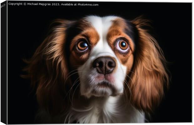A portrait of a stunned dogs face with wide open eyes created wi Canvas Print by Michael Piepgras