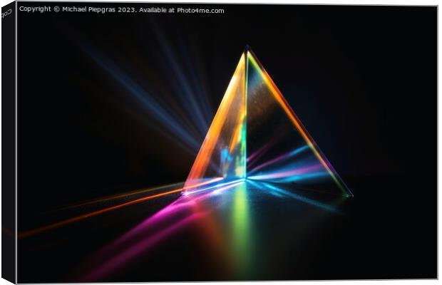 A prism dividing a lightbeam into the spectral colors created wi Canvas Print by Michael Piepgras