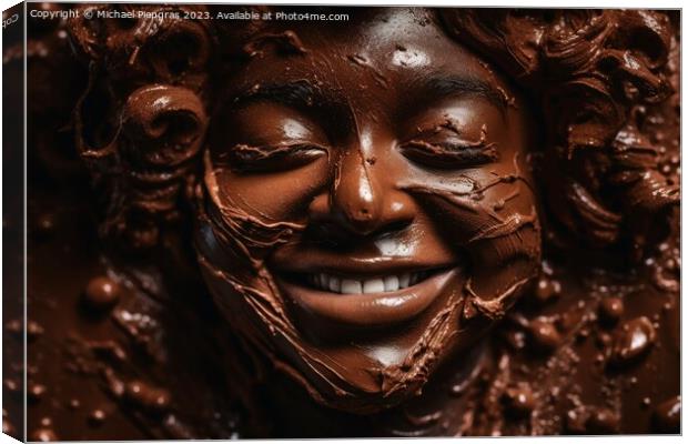 A happy childs face made of chocolate created with generative AI Canvas Print by Michael Piepgras