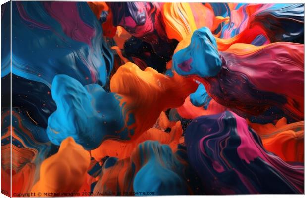 Abstract and fluid colors in different shades created with gener Canvas Print by Michael Piepgras