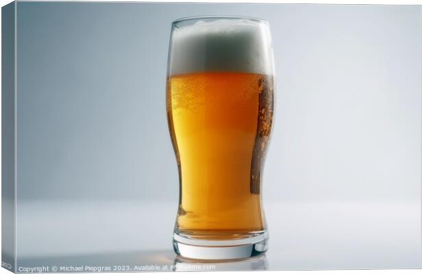A big glass of beer on a white background created with generativ Canvas Print by Michael Piepgras