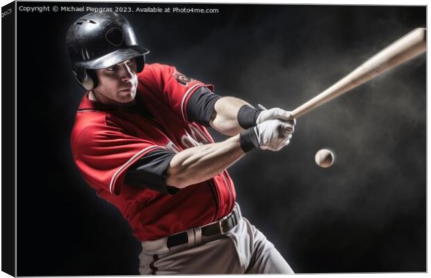 A Baseball player hitting a perfect home run created with genera Canvas Print by Michael Piepgras