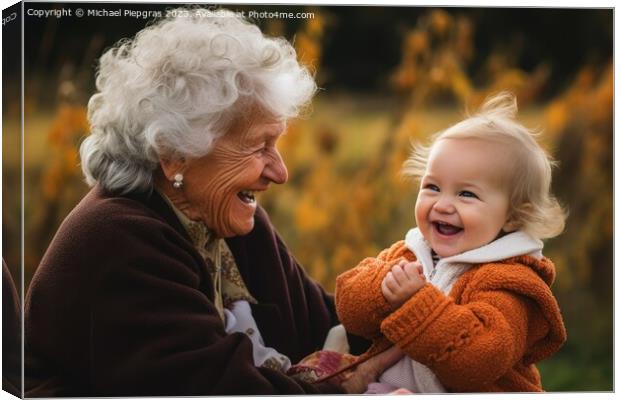 A grandma playing with her grandchild created with generative AI Canvas Print by Michael Piepgras