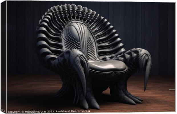 A chair in demonic industrial style created with generative AI t Canvas Print by Michael Piepgras