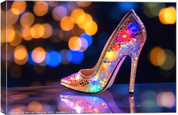 A high heel made of glass bokeh lights background created with g Canvas Print by Michael Piepgras