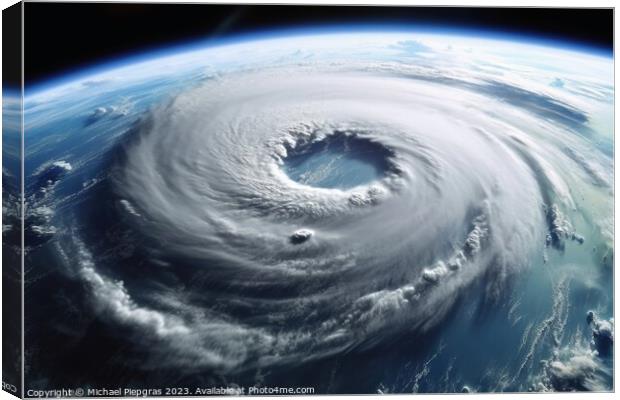 Looking from space on a hurricane on planet earth created with g Canvas Print by Michael Piepgras