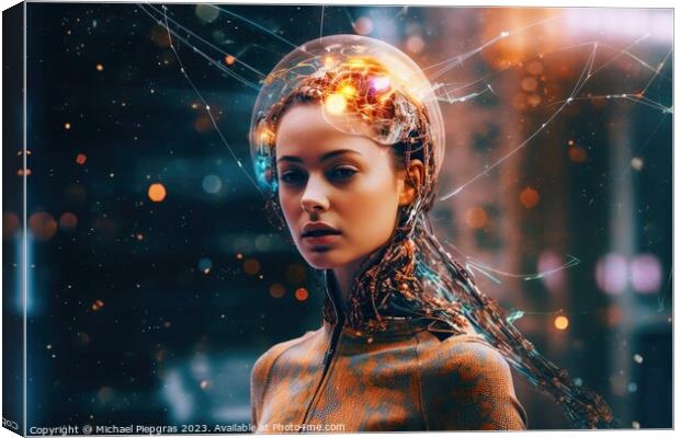 Science fiction portrait of a woman created with generative AI t Canvas Print by Michael Piepgras