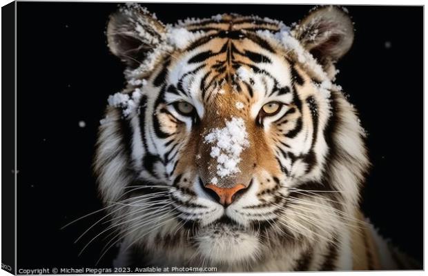 A close up portrait of mesmerizing tiger photography created wit Canvas Print by Michael Piepgras