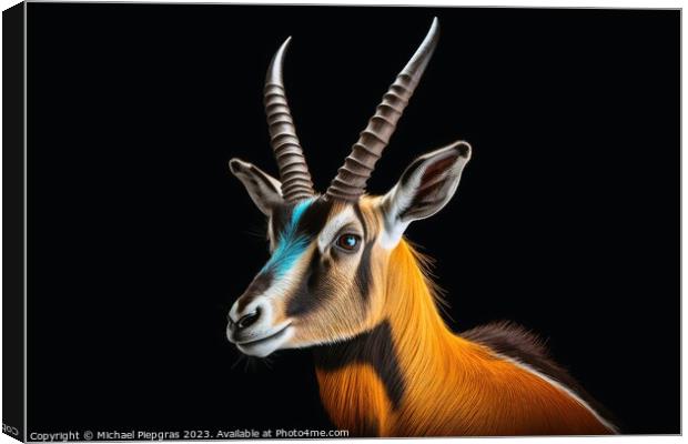 A close up portrait of mesmerizing gazelle photography created w Canvas Print by Michael Piepgras