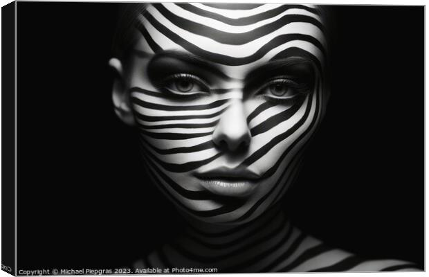 Surreal portrait in black and white created with generative AI t Canvas Print by Michael Piepgras