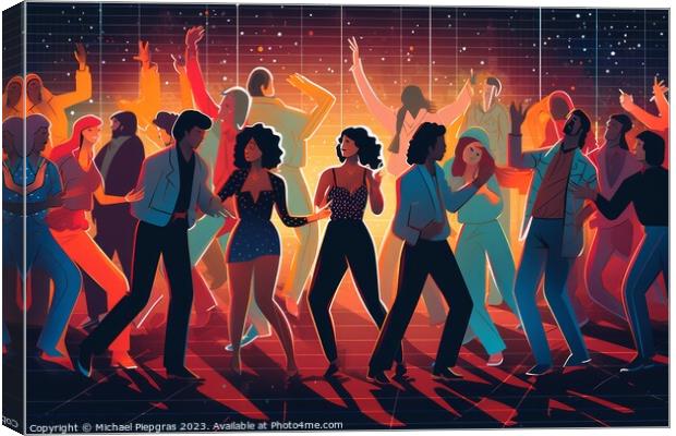 People dancing in an 80s disco created with generative AI techno Canvas Print by Michael Piepgras
