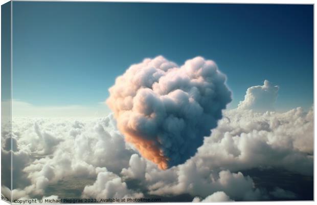 A cloud in heart shape created with generative AI technology. Canvas Print by Michael Piepgras