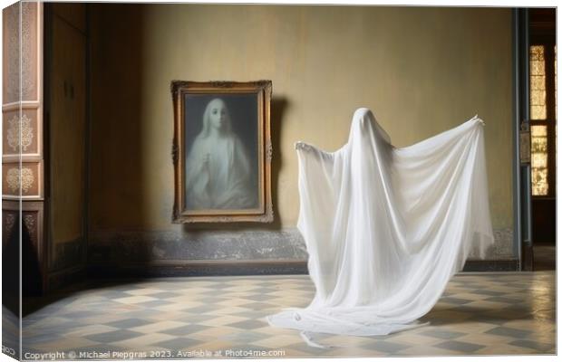 A ghost in an old room created with generative AI technology. Canvas Print by Michael Piepgras